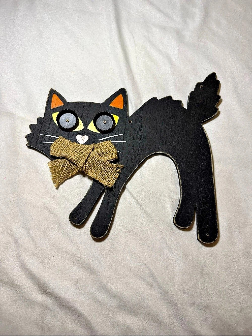 Black Cat Wall Decor with Bow